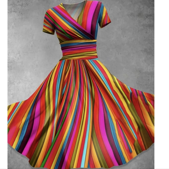 Dresses & Skirts - Colorful Striped Dress 5XL fits Like 22-24